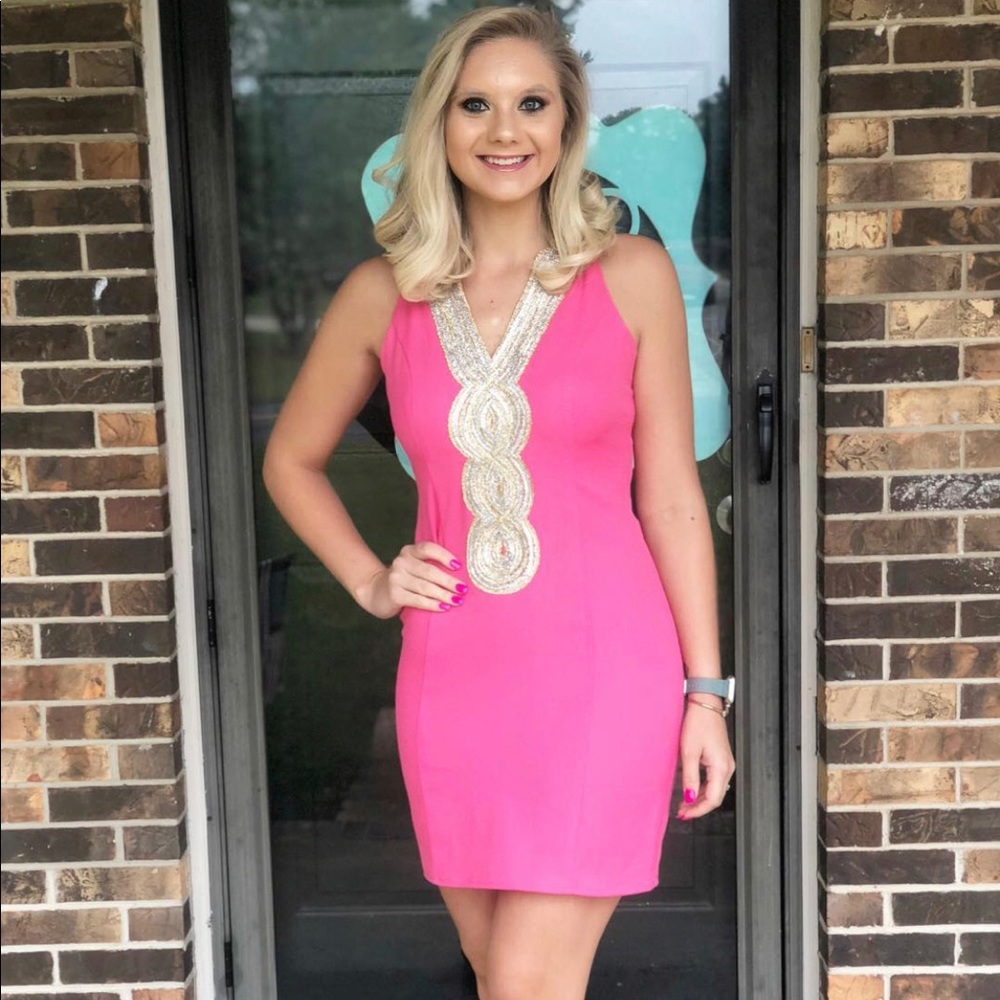 Hot pink shift dress